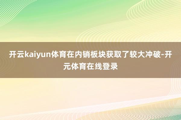 开云kaiyun体育在内销板块获取了较大冲破-开元体育在线登