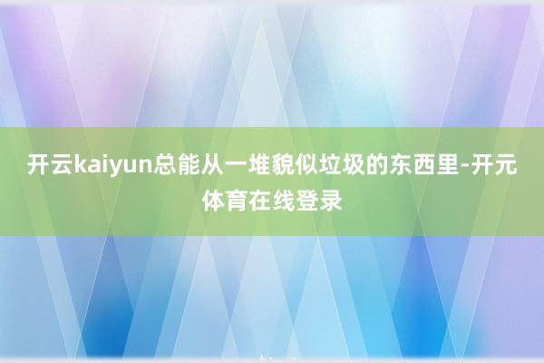 开云kaiyun总能从一堆貌似垃圾的东西里-开元体育在线登录