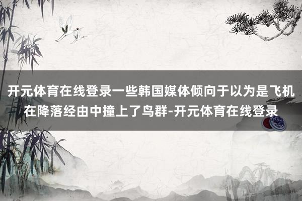 开元体育在线登录一些韩国媒体倾向于以为是飞机在降落经由中撞上