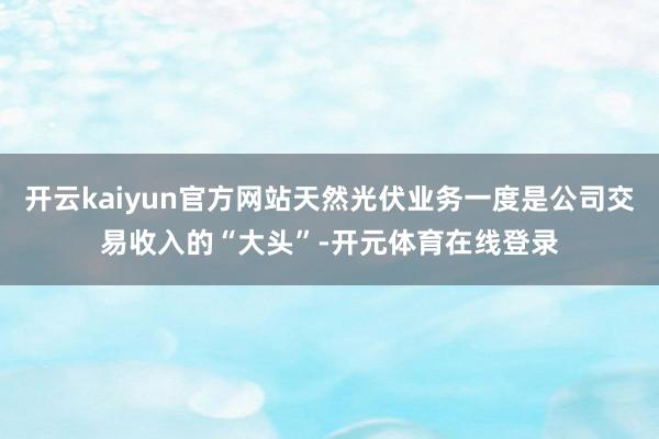 开云kaiyun官方网站天然光伏业务一度是公司交易收入的“大头”-开元体育在线登录